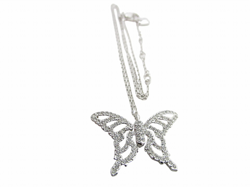 スワロフスキー SWAROVSKI 美品 バタフライ ネックレス ペンダント 蝶 