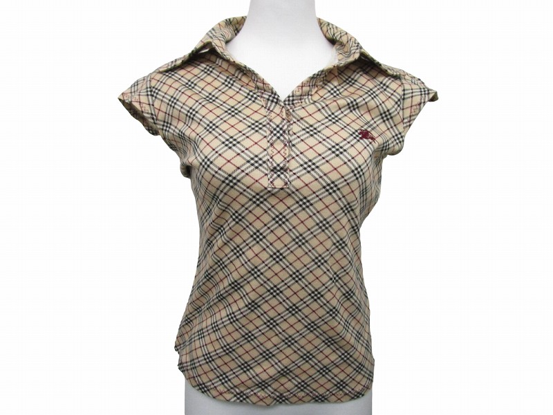 【美品】バーバリー ノバチェック柄 ホースロゴ 半袖ポロシャツ LL 綿100% 美品 BURBERRY バーバリー 半袖ポロシャツ ノバチェック 美品