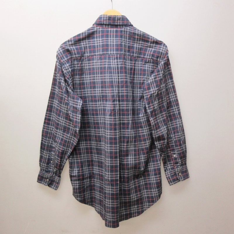 希少　バーバリーロンドン　ベルト付き　シャツ　長袖　ロゴボタン　ネイビー　38 バーバリー ロンドン BURBERRY LONDON シャツ ボタンダウン 長袖