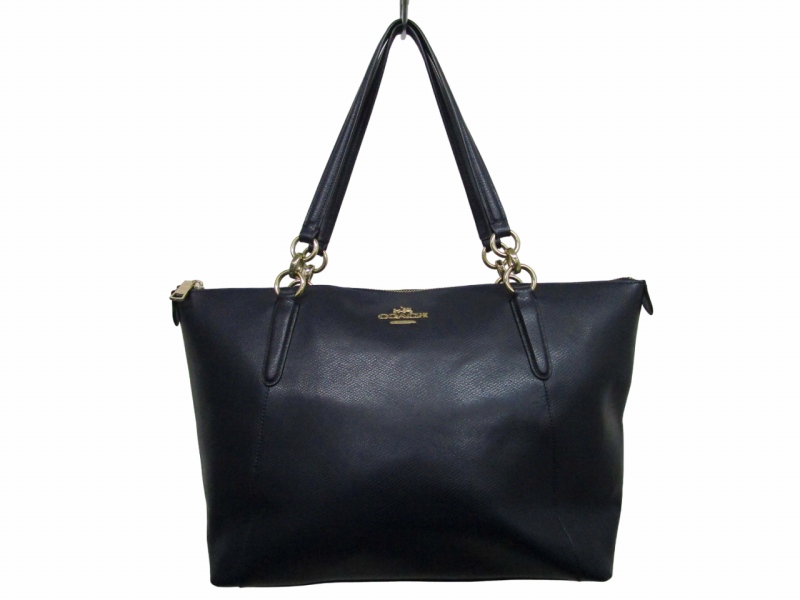 コーチ COACH レザー トートバッグ 金金具 A4収納可能 ネイビー □GY14 