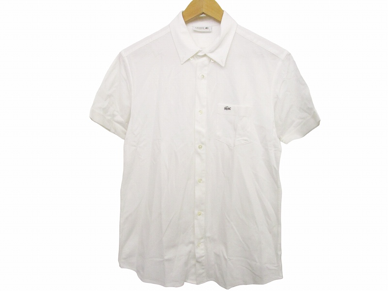 ラコステ LACOSTE 白ワニ シャツ ワイシャツ ボタンダウン 半袖 白  