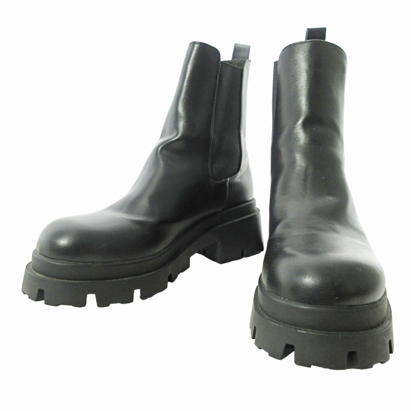 ザラ ZARA 美品 サイドゴア ショート ブーツ 厚底 ブラック 黒 39 25.5