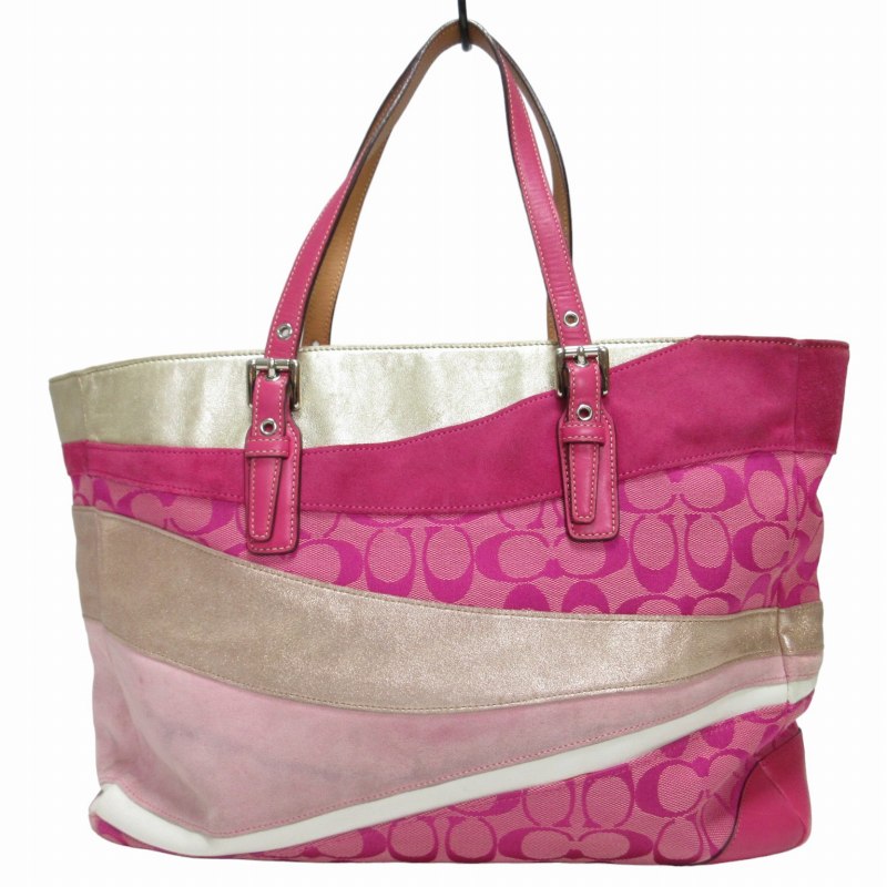 希少　美品　COACH コーチ　パッチワーク　トートバッグ　パープル　スエード コーチ トートバッグ ショルダーバッグ[品番：AXEB0034978