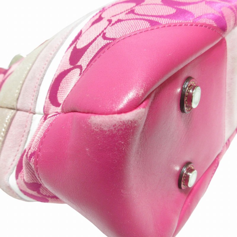 COACH トートバッグ ピンク シグネチャー パッチワーク 肩掛け 希少 COACH コーチ パッチワーク トートバッグ シグネチャー ピンク