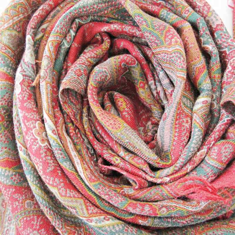 エトロ ETRO 美品 ウール シルク スクエア 大判 ストール マフラー 