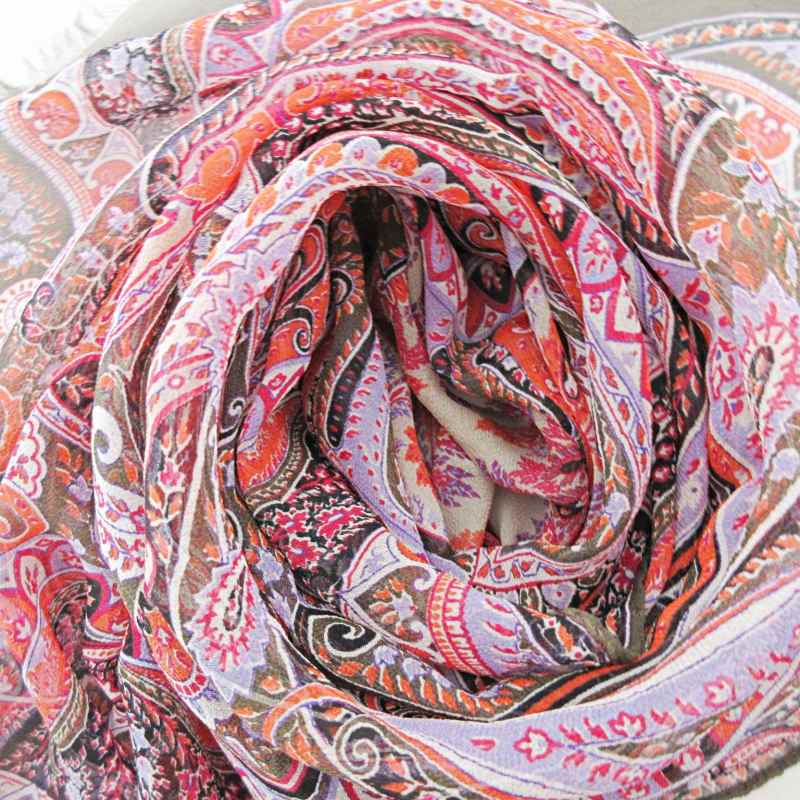 エトロ ETRO 美品 ロングスカーフ シルク ペイズリー シアー