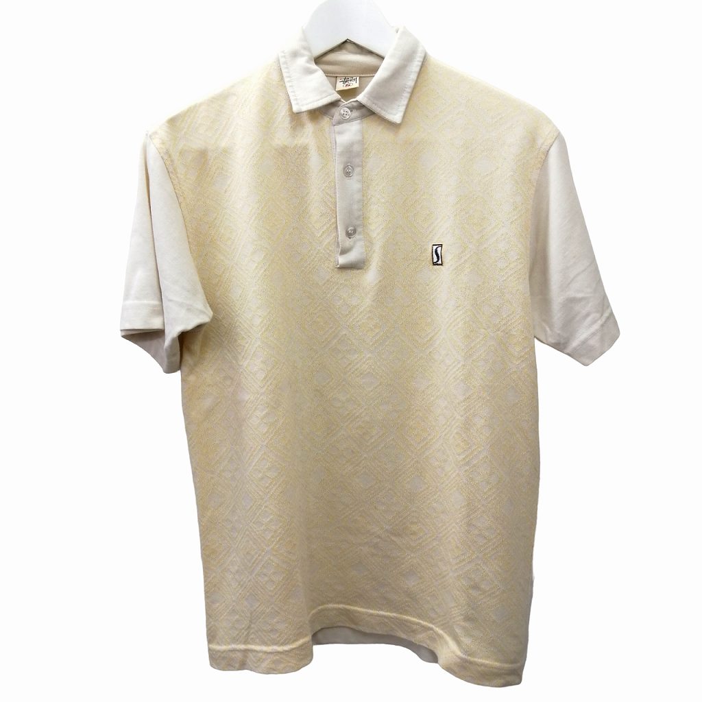 ステューシー STUSSY 80s 90s 白タグ 総柄ポロシャツ 半袖 カットソー 