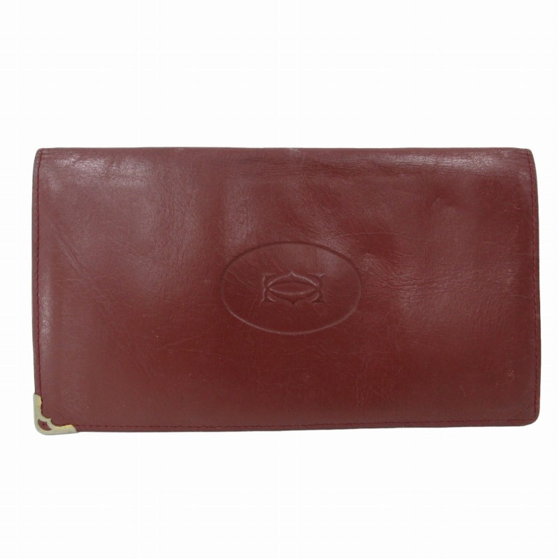 カルティエ Cartier 長財布 ロングウォレット レザー ロゴ型押し 茶  