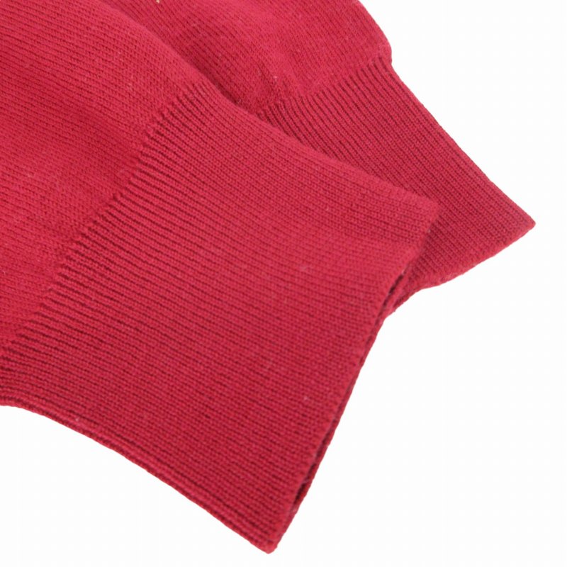 バーバリーズ Burberrys ニット セーター Vネック ロゴ刺繍 8 XL 赤