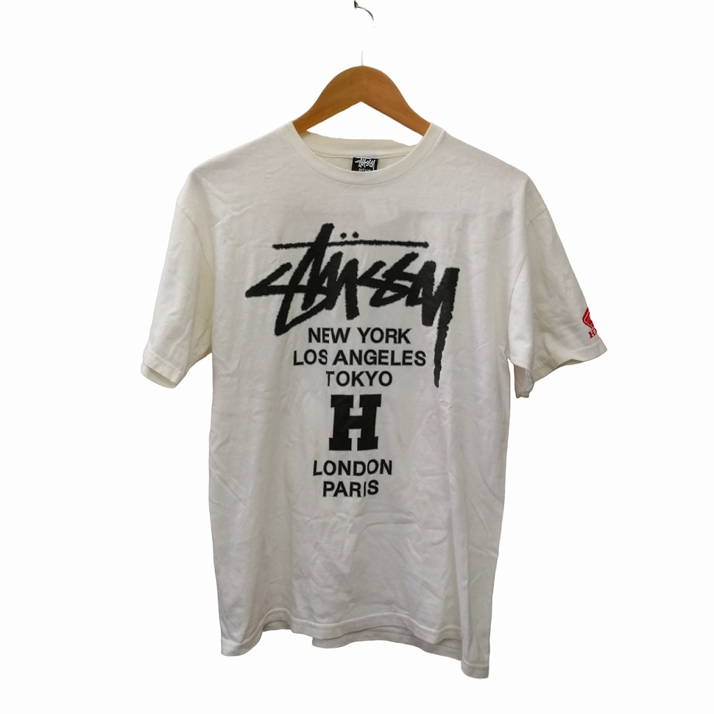ステューシー STUSSY HONDA Tシャツ 半袖 プリント ロゴ入り 文字 白 ホワイト メンズ 049-902407170001