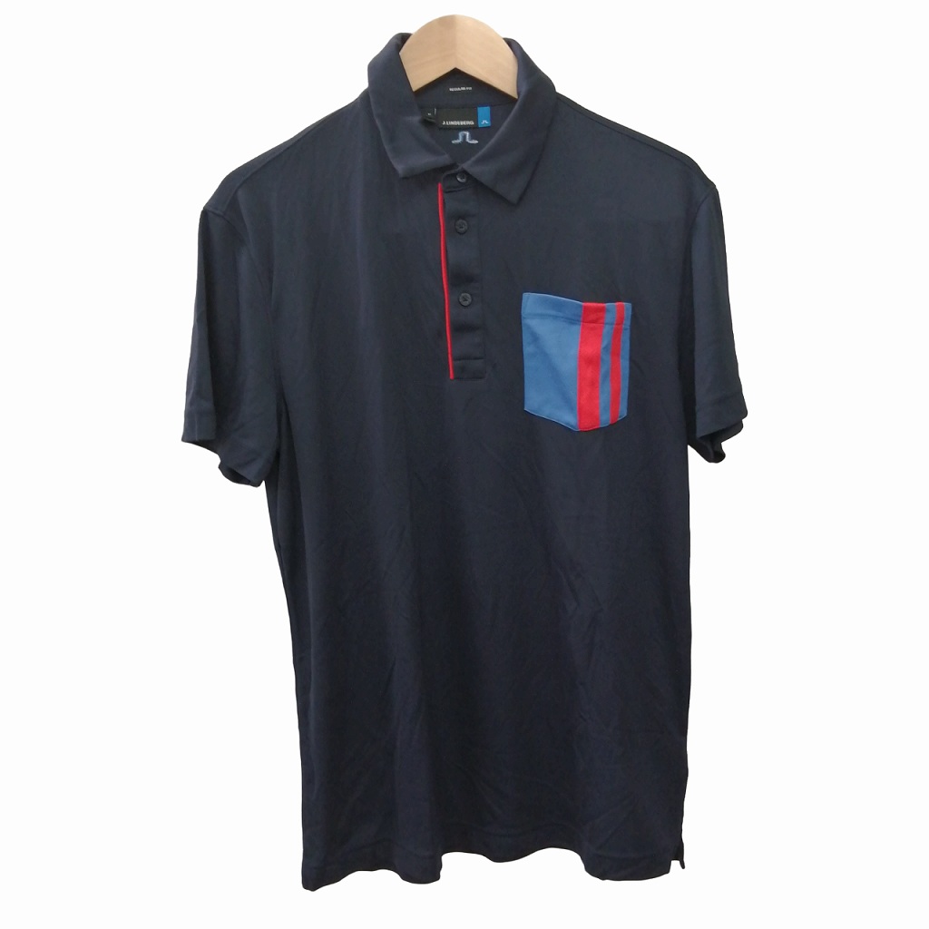 J. LINDEBERG ネイビー ストライプ襟 シャツ J. LINDEBERG ネイビー ストライプ襟 シャツ