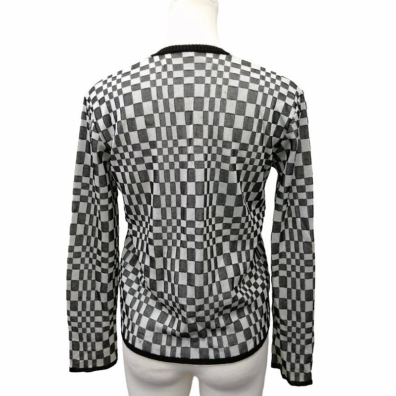 ジュンヤワタナベ JUNYA WATANABE チェッカーカーディガン AD2000 ニット セーター チェック モノトーン 白×黒 ブラック×ホワイト ■GY09 ジュンヤワタナベ JUNYA WATANABE チェッカーカーディガン