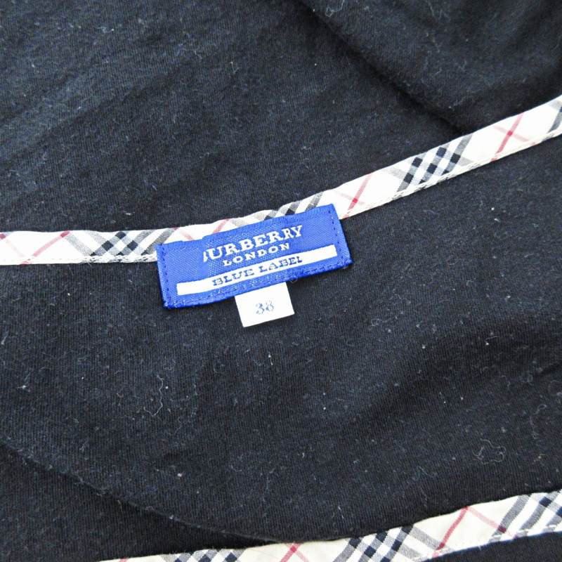 バーバリーブルーレーベル BURBERRY BLUE LABEL ノースリーブ カットソー タンクトップ ノバチェック 38 黒 ブラック