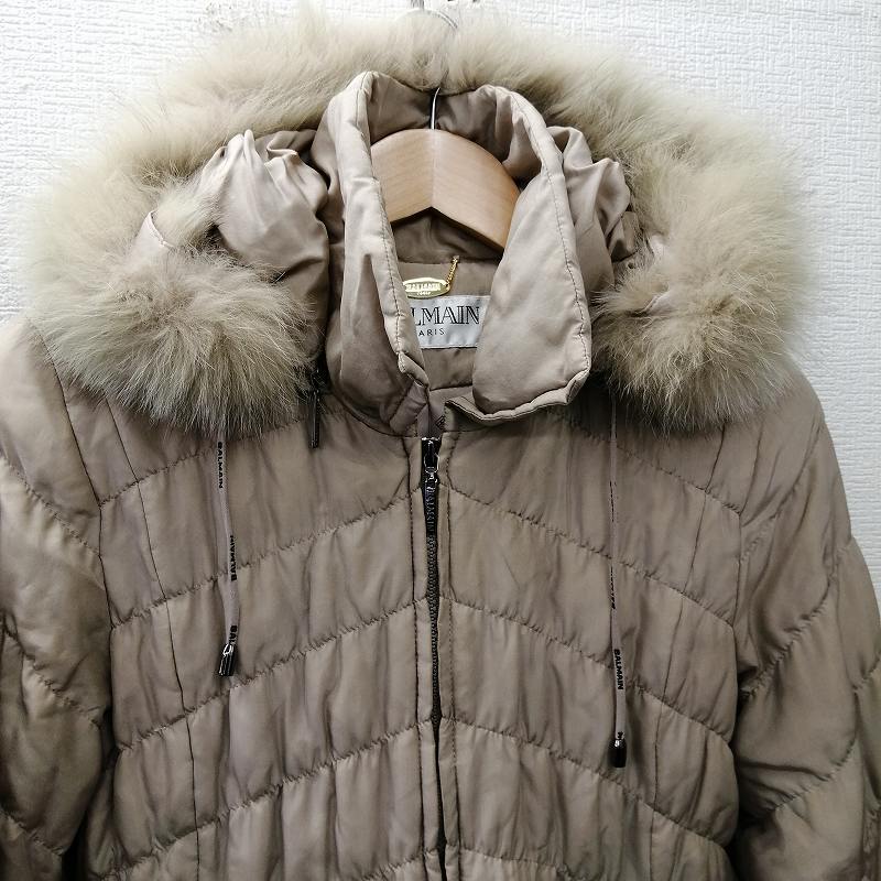 バルマン BALMAIN シルク ダウンジャケット ブルーフォックス