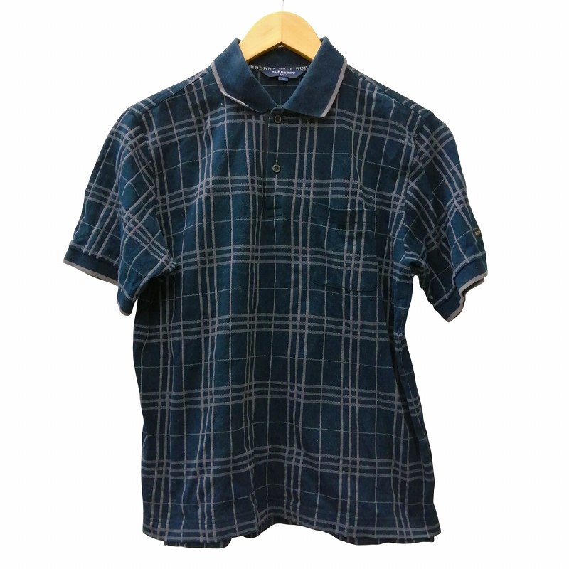 BURBERRY golf チェック柄ポロシャツ ミントグリーン fit=scale-down,w=1200