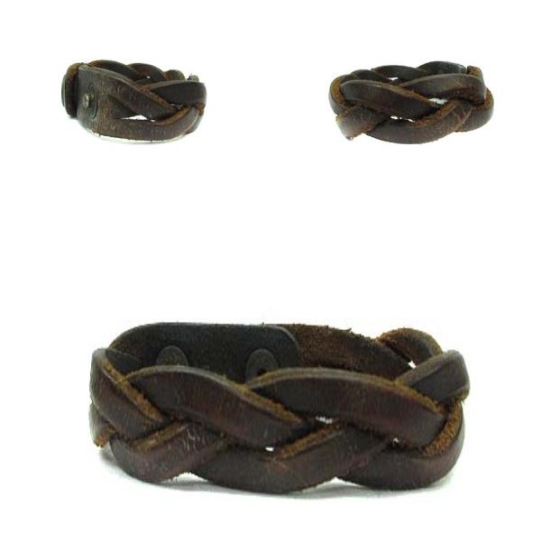 RRL ブラウン レザー 編み込み ブレスレット　レザー　ラルフローレン ラルフローレン RALPH LAUREN ブレスレット レザー 革 ロゴ 編み込み