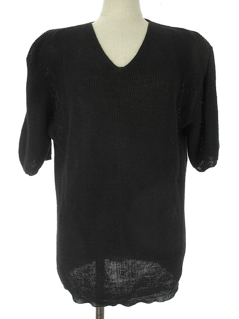 アバハウス Abahouse リネン シースルー カットソー 46 Vネック 黒 ブラック トップス レディース 051 ベクトルパーク