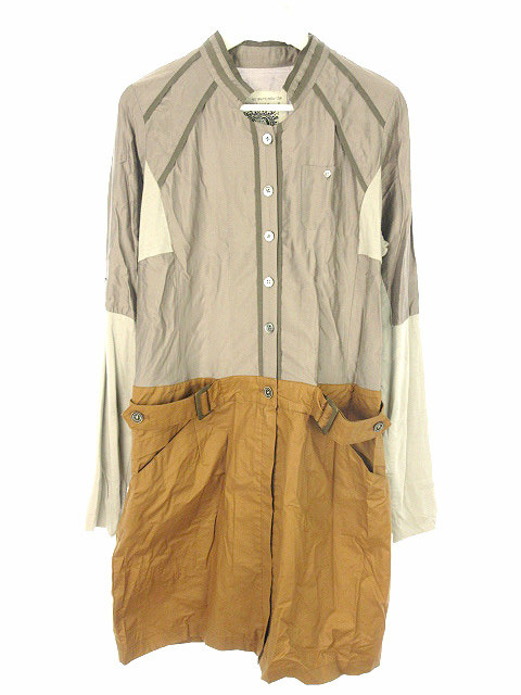 センソユニコ Senso Unico Dw2r シャツ ワンピース 切替 長袖 40 スタンドカラー 茶系 灰色系 ブラウン系 グレー系 レディース 051 ベクトルパーク