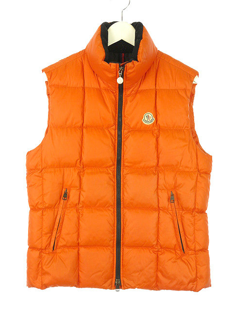 モンクレール Moncler ダウンベスト ジップアップ ワッペン 2 オレンジ