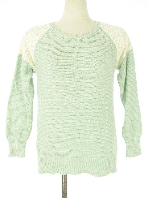 グローブ Grove ニット M 長袖 肩レース 薄手 緑系 グリーン系 トップス レディース 051 ベクトルパーク グローブ Grove ニット M 長袖 肩レース 薄手 緑系 グリーン系 トップス レディース 051 ベクトルパーク