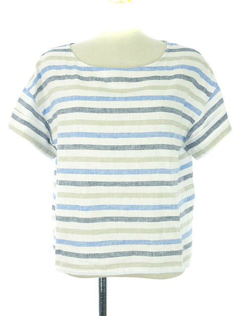 コーエン Coen リネン ボーダー カットソー 透け感 青系 ブルー系 トップス レディース 051 ベクトルパーク