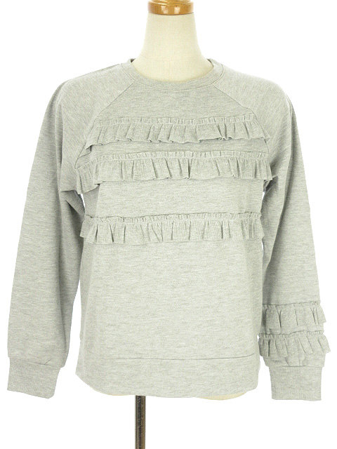 アンドラブ Love フリル トレーナー スウェット M ライトグレー 長袖 トップス レディース 051 ベクトルパーク