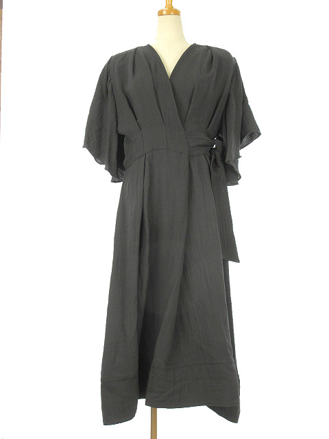 Elendeek エレンディーク ロングワンピース 袖フレア 半袖 02 濃紺 ダークネイビー レディース 051 ベクトルパーク