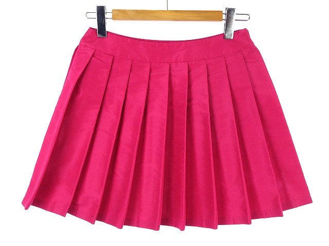 ミュウミュウ miumiu シルク混 タフタ プリーツ スカート 38 ピンク  