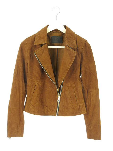 オールセインツ Allsaints Suedevela ライダース レザージャケット やぎ革 本革 34 茶色 ブラウン アウター ジップアップ レディース 051 ベクトルパーク