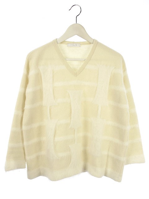 クルチアーニ Cruciani シャギー ジャガード 変わり編み ニット 40 オフホワイト 白 セーター アンゴラ カシミヤ ウール トップス レディース 051 ベクトルパーク