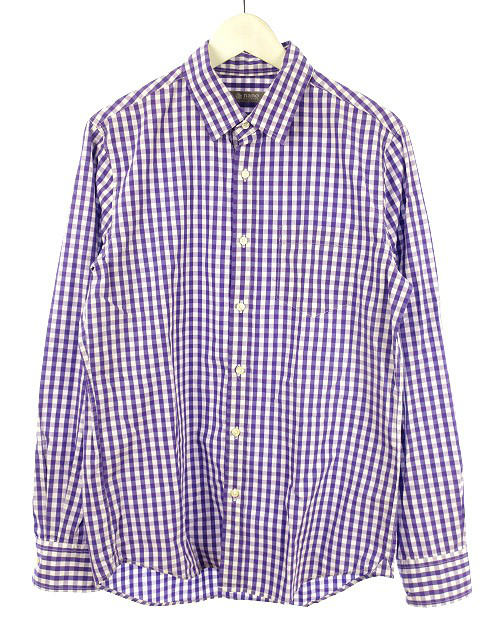 ナノユニバース Nano Universe ギンガム チェック シャツ L パープル 紫 トップス 長袖 コットン メンズ 051 ベクトルパーク