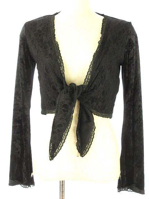 クラックステップ Crackstep ベロア ボレロ カーディガン 2 M ブラック 黒 レース 長袖 トップス レディース 051 ベクトルパーク
