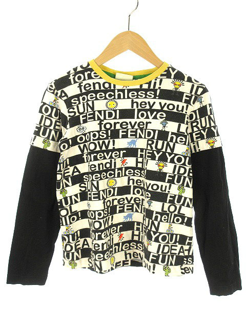 フェンディ FENDI キッズ 総柄 切替 Tシャツ カットソー ロンT 10A  