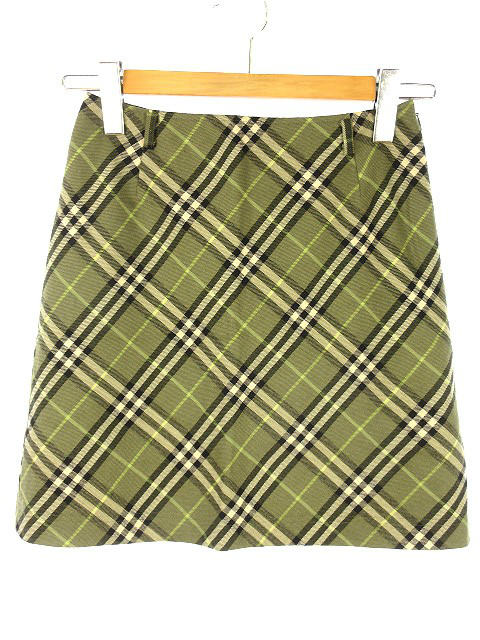 バーバリーブルーレーベル Burberry Blue Label ウール チェック スカート 36 グリーン系 マルチカラー 膝丈 レディース 051 ベクトルパーク