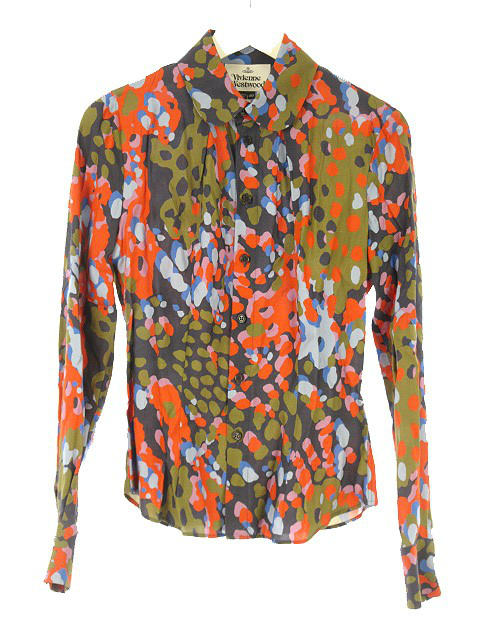 Vivienne Westwood オーブ総柄刺繍リボンシャツ ヴィヴィアンウエスト