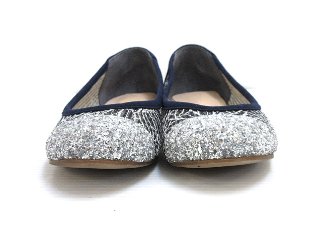 バークレー Barclay フラワー 刺繍 グリッター キャップ パンプス フラット 24 ネイビー 紺 シルバー 靴 シューズ レディース 051 ベクトルパーク