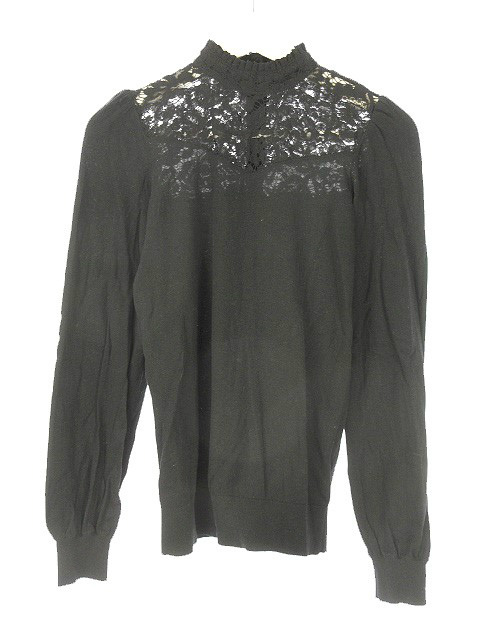 ローレンラルフローレン Lauren Ralph Lauren レース切替 ニットカットソー トップス 長袖 Xs 黒 ブラック レディース 051 ベクトルパーク ローレンラルフローレン Lauren Ralph Lauren レース切替 ニットカットソー トップス 長袖 Xs 黒 ブラック レディース 051 ベクトルパーク