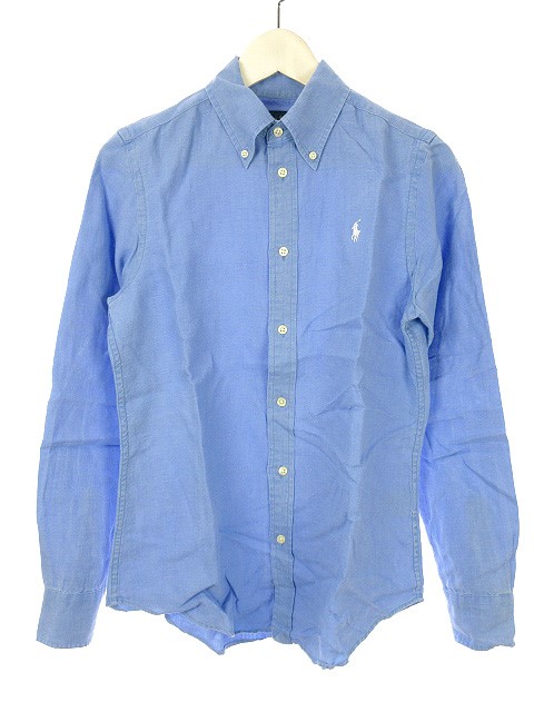 ポロ ラルフローレン Polo Ralph Lauren リネン ボタンダウン シャツ ブラウス S ブルー 青 トップス 長袖 麻 レディース 051 ベクトルパーク