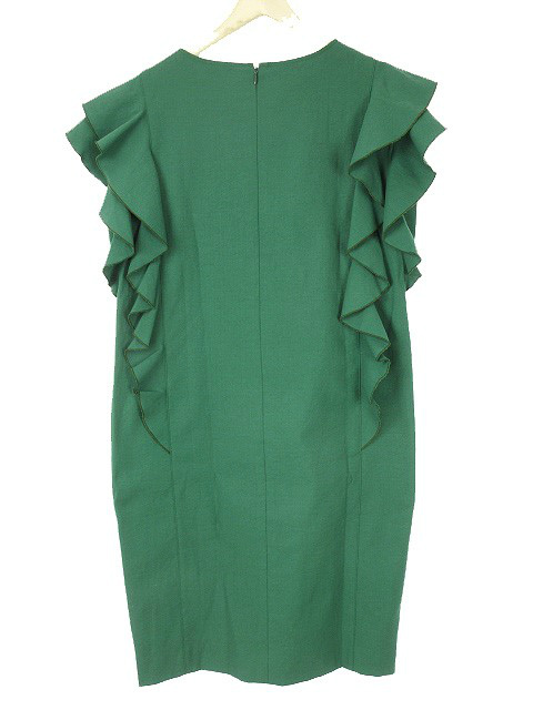 デュアルヴュー Dual View 19ss ラッフルフリル ワンピース ドレス ひざ丈 リネン混 40 緑 グリーン 結婚式 レディース 051 ベクトルパーク