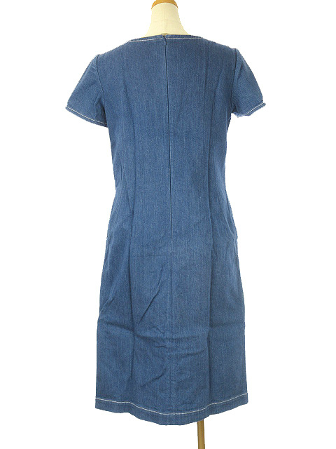 49アベニュー ジュンコシマダ 49av Junko Shimada デニム ワンピース 半袖 ひざ丈 ストレッチ 40 インディゴブルー レディース 051 ベクトルパーク