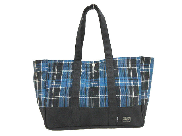 ポーター PORTER ×G1950 トートバッグ ハンド ネルチェック素材 ブルー 