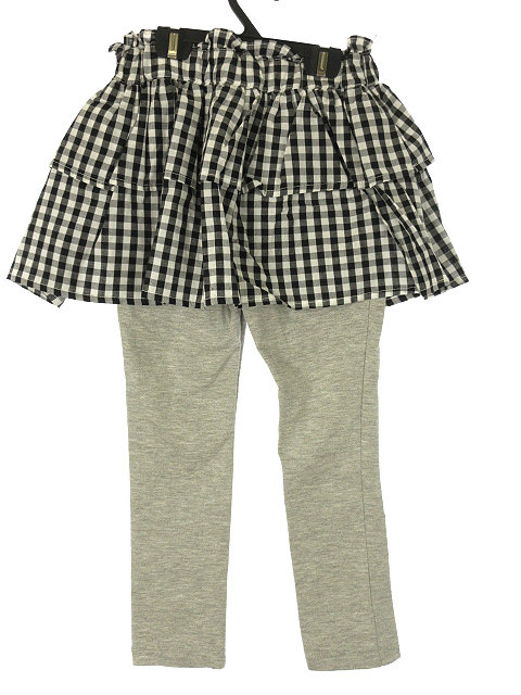 赤ちゃん本舗 キッズ ギンガムチェック スカッツ スカート パンツ付き 110 ブラック ホワイト ライトグレー系 ボトムス 女の子 子供服 キッズ 051 ベクトルパーク