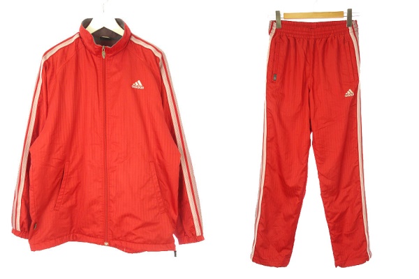 アディダス adidas セットアップ ジャージ 上下セット L 赤 レッド 