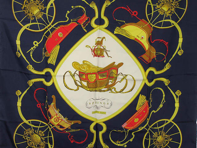 エルメス HERMES カレ 90 大判 スカーフ SPRINGS スプリングス 馬車  