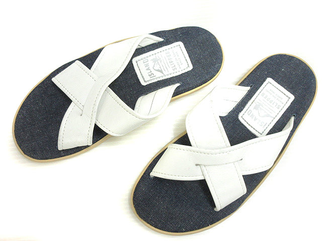 アイランドスリッパ Island Slipper クロス サンダル レザー デニム 7 ホワイト 白 インディゴ シューズ 靴 メンズ レディース 051 ベクトルパーク
