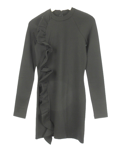 ヴィクトリアベッカム Victoria Beckham 長袖 フリルワンピース タイト 黒 ブラック レディース 051 ベクトルパーク