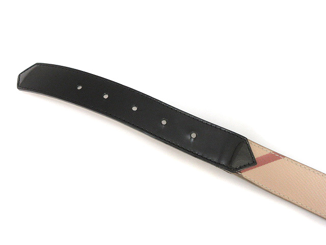 バーバリー BURBERRY チェック ベルト PVC レザー エナメル 34 85 