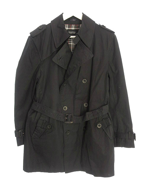 バーバリーブラックレーベル Burberry Black Label トレンチ コート 長袖 チェック L 黒 ブラック アウター メンズ 051 ベクトルパーク