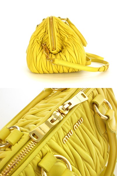 miu miu マテラッセイエロー ハンドバッグショルダー2way ミュウミュウ miumiu マテラッセ 2way ハンド バッグ ショルダー