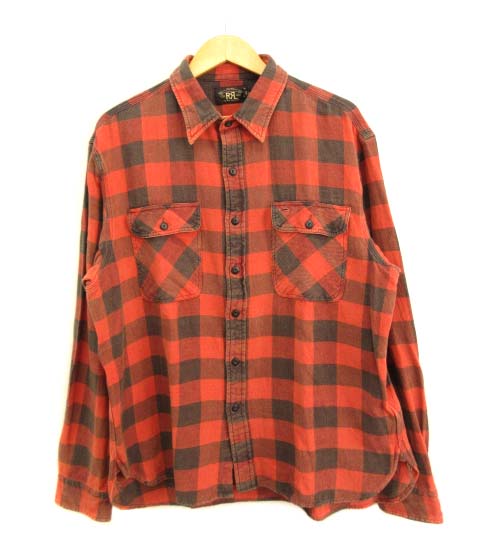 ダブルアールエル RRL バッファローチェック ワークシャツ 赤 黒 XL  